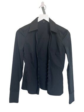 Tom Ford For Gucci Black Lace-Up Long Sleeve Shirt